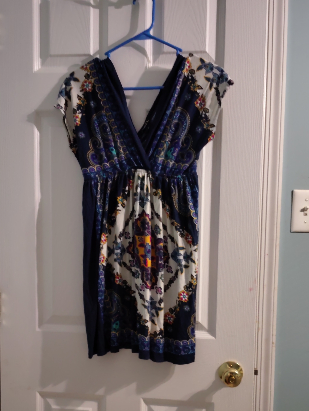 Navy Fl⁸9oral V-Neck Short Dress1